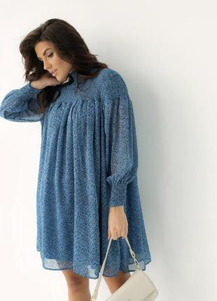 Шифоновое платье миди с воротником стойкой