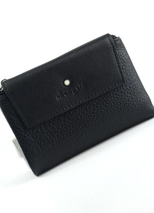 Кожаный женский мини кошелек на магнитах складной модный черный кошелек портмоне из натуральной кожи2 фото