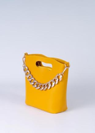 Жіноча сумка жовта сумка з ланцюжком сумка з косметичкою сумка 2в1 жовтий клатч3 фото