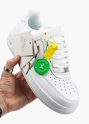 Мужские кожаные кроссовки nike air force 1 white#найк