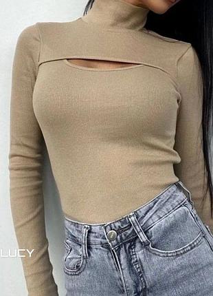 Кофта з вирізом в рубчик водолазка гольф светр