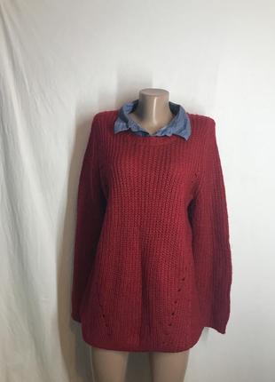 Красивый фирменный красный свитер 14 размера5 фото