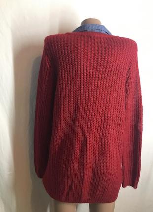 Красивый фирменный красный свитер 14 размера6 фото