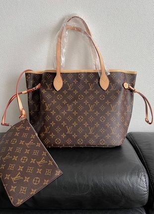 Женская сумка neverfull brown beige