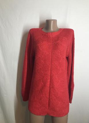 Красивый вязаный красный свитер 14 размера