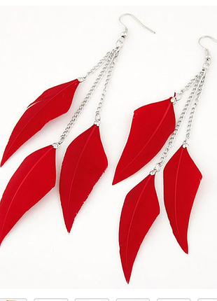 Модні натуральні сережки пір'я пір'їнки