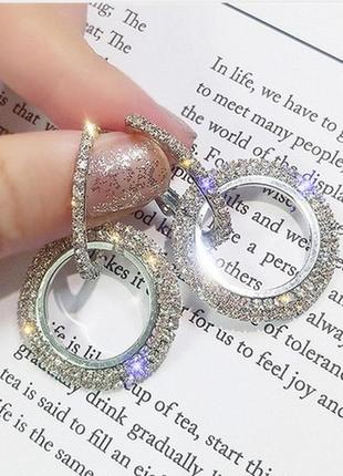 Серьги кристалл под серебро