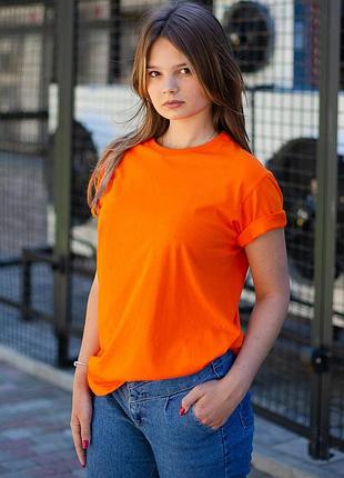 Футболка для жінок without базовая оранжевая