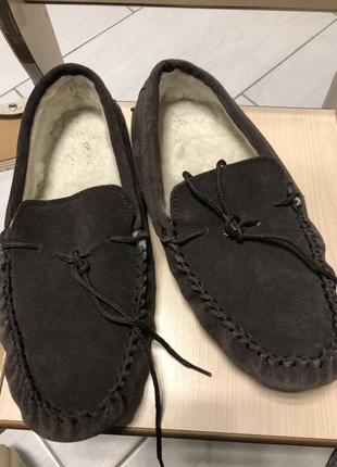 Стильні шкіряні тапочки з утепленням