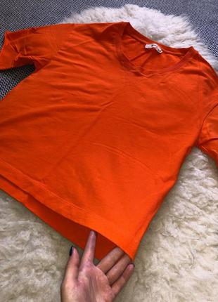 Футболка яркая оранжевая насыщенная оверсайз плотная трехнитка свободная9 фото