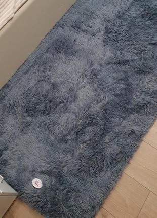 Килимок сірі з блакитним відливом. килимок для будинку в спальню. приліжкові килимки трава 90х200см