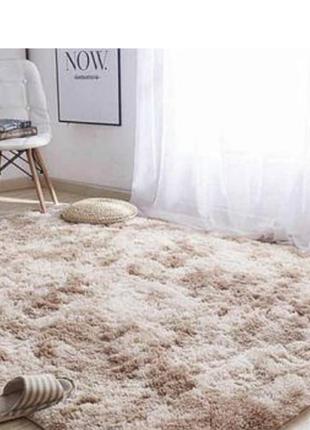 Килим ворсистий травичка 230 х 200 см бежевий