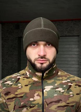 Шапка фліс хакі із відстрочкою