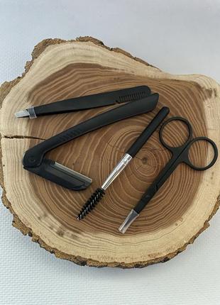 4 шт для брів набір інструментів для корекції ножиці пінцет триммер набор для бровей probeauty