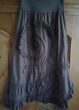 Новая летняя котоновая юбка , цвет какао, размер 38-403 фото