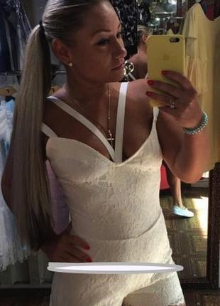 Стильный кружевной комбинезон poliit! молочный цвет! дорогое кружево!