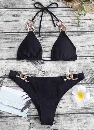 Купальник с цепочками чёрный