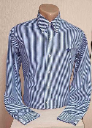 Шикарная белая рубашка в синюю полоску lauren ralph lauren fitted non iron made in vietnam