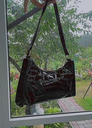 Клатч сумка сумочка ретро винтаж винтажная черная черный лак лаковая лаковый рельеф рельефный рельефная