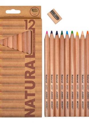 Олівці кольорові "marco" "natural-cedarlite" jumbo 12кол. 6400-12св шестигранні з точилкою, шт