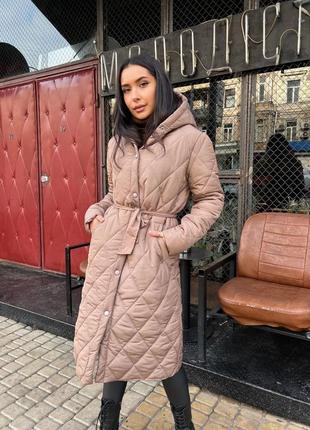 ❄️тёплое пальто с капюшоном из плотной качественной плащёвки канада и утеплитель 200