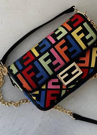 Сумка жіноча чорна з різнокольоровим fendi black colour