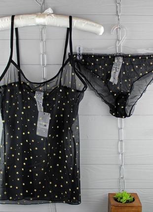 Крутий прозорий комплект майка+трусики tezenis