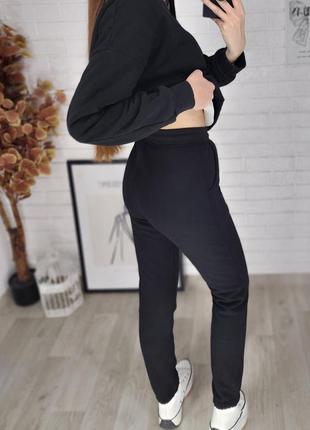 Женские теплые зимние брюки черные спортивные джогеры на худую высокую девушку 170 - 175 см8 фото