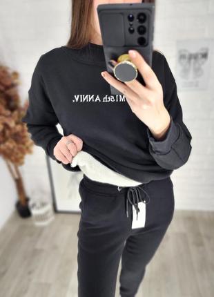 Женские теплые зимние брюки черные спортивные джогеры на худую высокую девушку 170 - 175 см10 фото