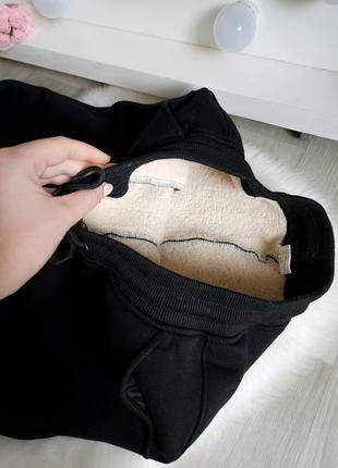 Женские теплые зимние брюки черные спортивные джогеры на худую высокую девушку 170 - 175 см6 фото