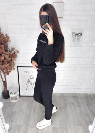 Женские теплые зимние брюки черные спортивные джогеры на худую высокую девушку 170 - 175 см9 фото