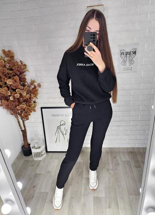 Женские теплые зимние брюки черные спортивные джогеры на худую высокую девушку 170 - 175 см7 фото