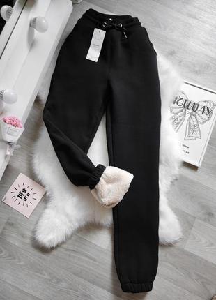 Женские теплые зимние брюки черные спортивные джогеры на худую высокую девушку 170 - 175 см4 фото