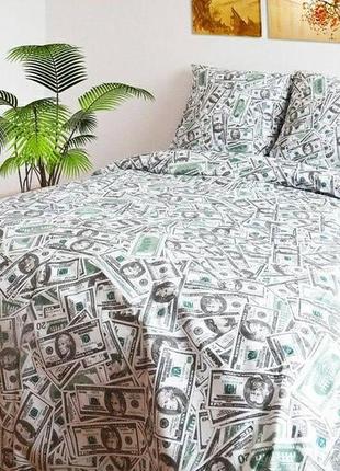 Двуспальный комплект постельного белья " доллары, баксы, надписи ", бязь голд люкс  "виталина"