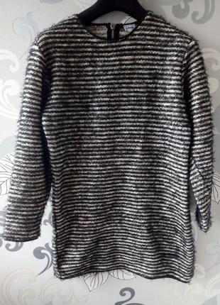 Чорний смугастий чорно білий-білий подовжений светр травичка asos, туніка