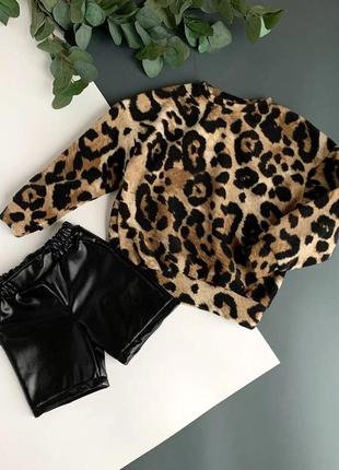 Кожаные шорты+кофта, костюм для девочки