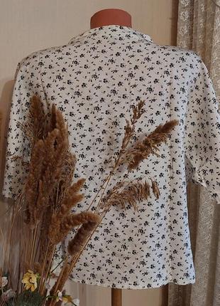 🎎біла блуза-піджак 🔹кимано 🔹вільного крою в дрібну квітковий принт прованс (розмір 38-40)6 фото