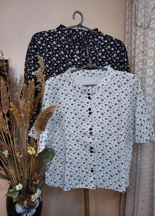 🎎біла блуза-піджак 🔹кимано 🔹вільного крою в дрібну квітковий принт прованс (розмір 38-40)1 фото