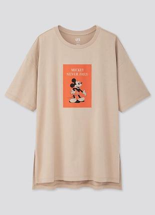 Футболка uniqlo x disney mickey mouse микки маус винтажный принт ретро принт