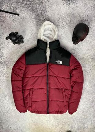 Чоловіча зимова куртка the north face коричнева з чорним / утеплений пуховик зе норт фейс на зиму
