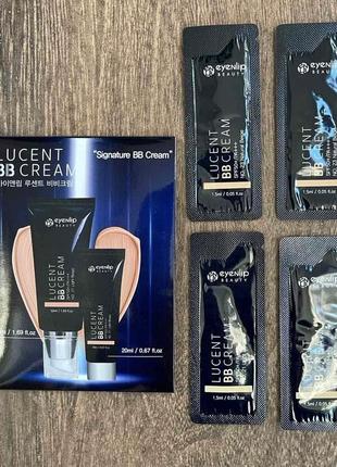 1, набор из 4 штук пробников по 1,5 мk  легкий корректирующий бб крем 3в1  eyenlip lucent bb cream spf50+/pa