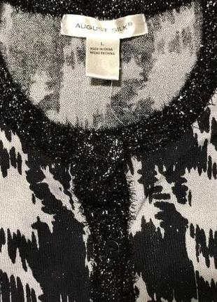 Трикотажный пиджак  кардиган черно-серого цвета с люрексом august silk оригинал  размер л4 фото
