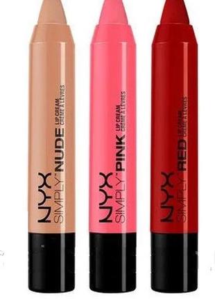 1, кремовая помада карандаш  для  губ  nyx professional makeup simply lip cream set 3