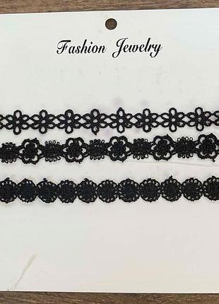 Черные кружевные чокеры поштучно чилдренплейс  childrenplace