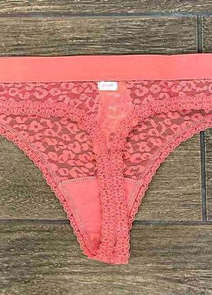 1, трусики кружевные танга  pink от виктория сикрет victorias secret оригинал  размер м3 фото