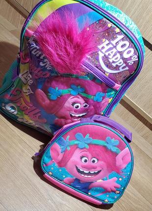 Стильний дитячий шкільний рюкзак з ланчбоксом! dreamworks trolls (сша) оригінал1 фото