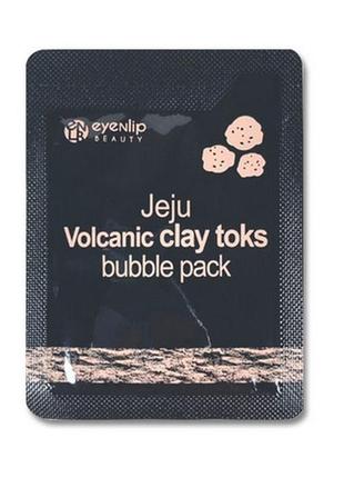 1, пробник бульбашкової очисної вулканічної маски eyenlip jeju volcanic clay toks bubble pack 2 мл