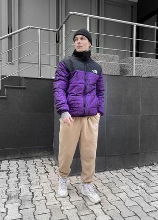 Зимовий чоловічий пуховик the north face фіолетовий з чорним / утеплена чоловіча куртка зе норт фейс