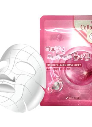 1, тканинна ліфтинг маска для обличчя з колагеном 3w clinic fresh collagen mask sheet, 23 мл1 фото