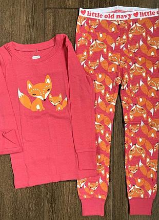 Хлопковая пижама old navy размер 4т рост 98-107 см для девочки лисята пижамка олд неви